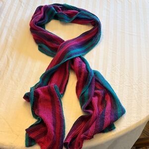 Vibrant Pink and Blue Striped Scarf